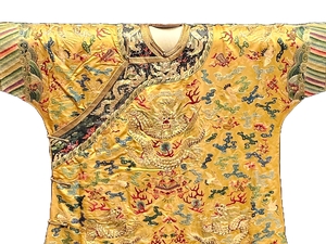 19th Century Chinese Imperial Yellow and Gold Silk Robe